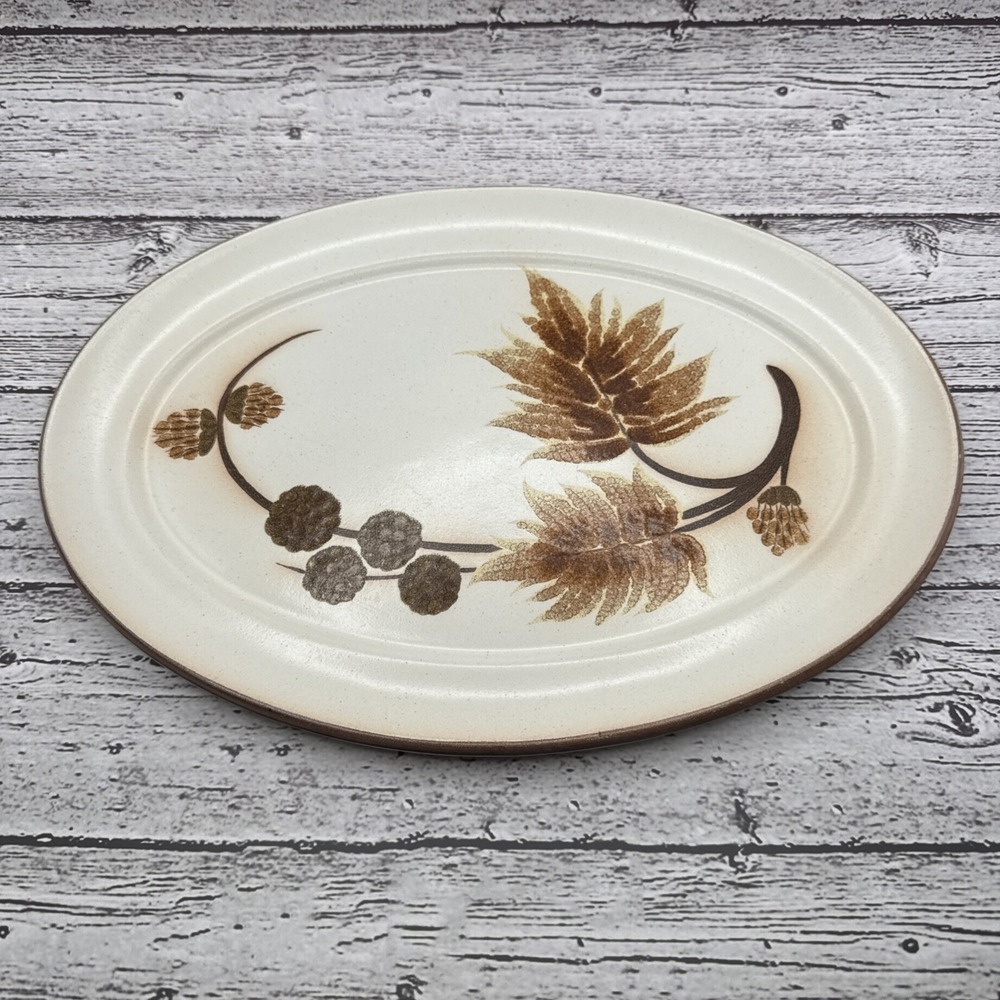 Vintage Denby Cotswold Oval Serving Platter 12" England Langley Brown Plant Fall